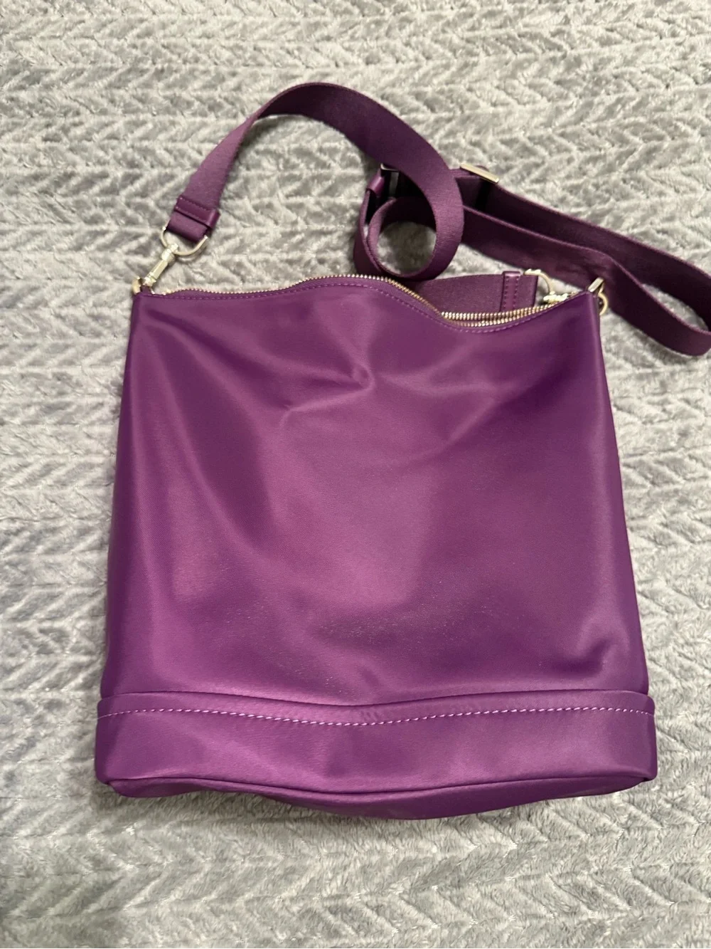 kate spade purple leather crossbody bag with gold logo